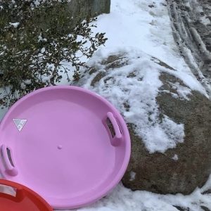 Rund Tallerken kælk med håndtag - pink/lyserød