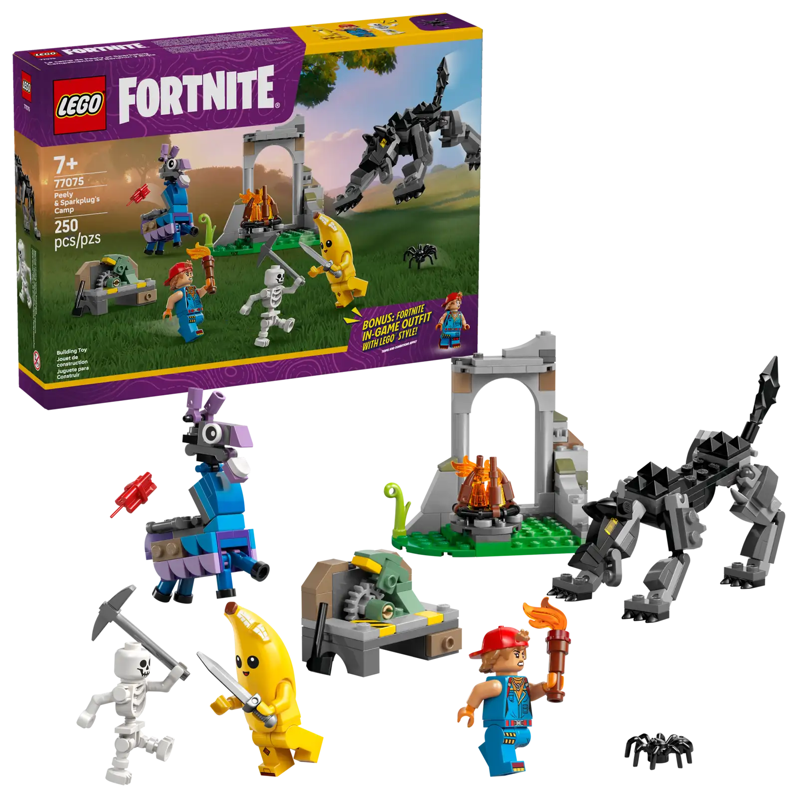 Lego Fortnite 77075 Peely og Sparkplugs lejr