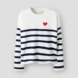 Name It trøje Stribet m/ hjerte tryk